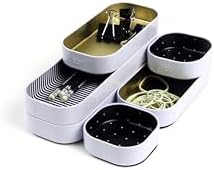 Three by Three Seattle Metal Drawer Organizer Tray Set, 6-Pc, 1" (Gold)