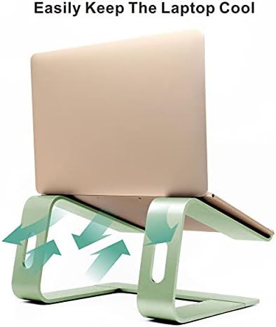 Ergonomic Aluminum Laptop Mount - Adjustable Computer Stand for MacBook Pro/Air HP Lenovo Samsung Dell - Fits 10-17.3" Laptops (Apple Green)