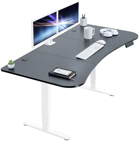 VIVO Black Carbon Fiber 63 x 32 in Standing Desk, DESK-KIT-2W1R