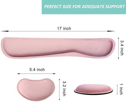 Keyboard Wrist Rest Mouse Wrist Support Set, Memory Foam Wrist Rest Pad for Computer Laptop Keyboard Mouse, Ergonomic Wrist Cushion Support for Typing Pain Relief, Gaming Home Office, Pink