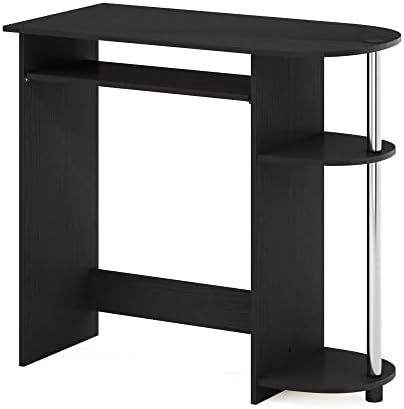 Furinno Simplistic Easy Assembly Computer Desk, with Keyboard Tray, Americano/Stainless Steel