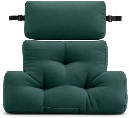 2 Piece Neck Pillow and Lumbar Support Back Cushion Set for Recliner, Green