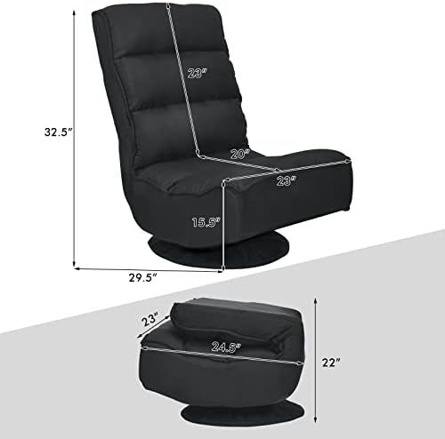 COSTWAY Folding Floor Chair, Adjustable 5-Position Swivel Gaming Chair