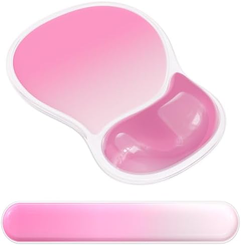 AKIT Ergonomic Mouse Pad and Keyboard Wrist Rest Set, Strawberry Pink