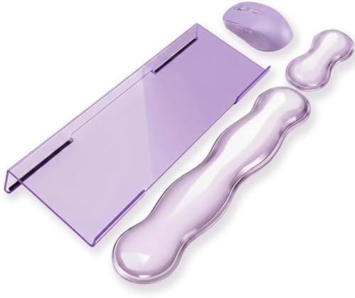 Computer Keyboard Stand Pad with Gel Wrist Rest Keyboard Pad Support with Comfortable Wrist Pad Easy Typing Ergonomic Tilted Acrylic Transparent Keyboard Riser Holder for Desktop Office Home Purple