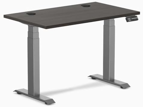 Desky Dual Mini Sit Stand Desk Burnished Wood 40" Grommets Space Gray