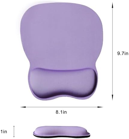 Mouse Pad with Wrist Support, Ergonomic Mousepad with Comfortable Memory Foam Wrist Rest Cushion, Relieve Wrist Pain, Non-Slip Rubber Base Gaming Mice Pad for Home Office Computer Laptop, Purple