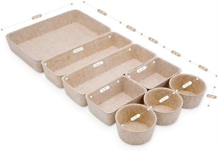 Welaxy Office Desk Drawer Organizer Tray hygge aesthetics 8 pc bin Oatmeal