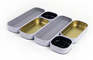 Three by Three Seattle Metal Drawer Organizer Tray Set, 6-Pc, 1" (Gold)