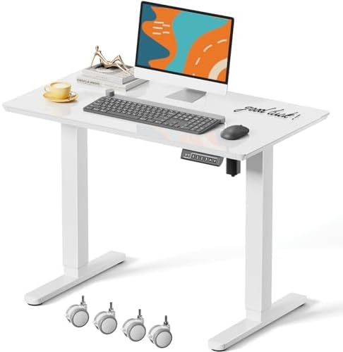 JOY worker Electric Glass Standing Desk, 35" Small Drafting Table on Wheels