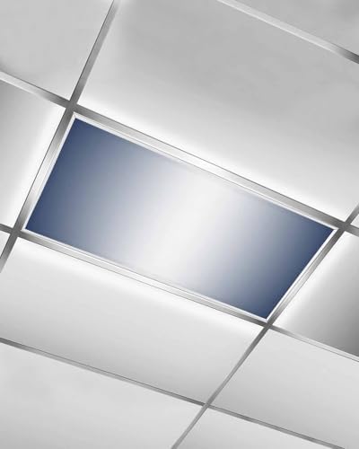 Dark Blue White Minimalist Geometric Striped Magnetic Fluorescent Light Covers for Ceiling Lights 2 x 4 Feet, Office Classroom Kitchen Drop Ceiling Light Covers Lighting Filters Shade Panel 1 Pack