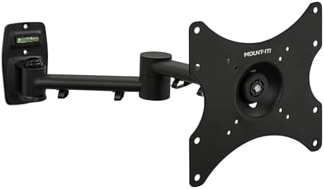 Mount-It! Full Motion TV Wall Mount Bracket for 13-42” Screens – 18" Articulating Arm, Quick Release Plate, Tilt Swivel Rotate, Anti-Theft Lock, Single Stud Install, Supports 44 lbs, VESA 75–200