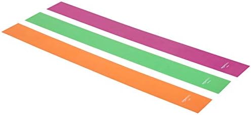 Amazon Basics Resistance Bands for Stretching, Strength Training and Exercise, Set of 3, Orange/Green/Pink