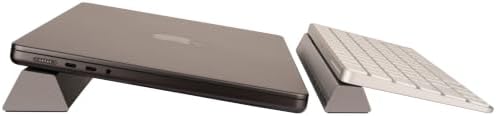 Aluminum Laptop Stand Riser, 2-Pack Ergonomic Laptop Lift for Desk, 2 Height Options (1" & 1.38"), Portable MacBook Stand with Silicone Protection, Cooling Design, Built-in 11" Ruler