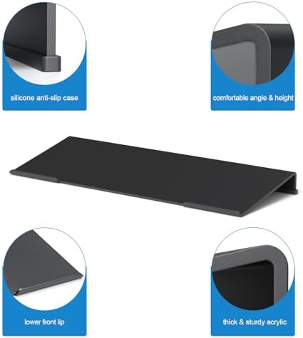 WINFFOR Comfortable Computer Keyboard Stand - Ergonomic Keyboard Riser Acrylic Tilted Keyboard Holder for Easy Typing&Working at Home Office - Fits All Keyboard Sizes - 17'' Wide (Matte Black)