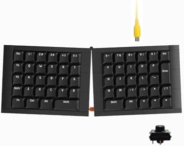KBDcraft 07Israfel 50% Ergo-Split Low-Profile Mechanical Keyboard, 56-Key Ortho, Lego-Compatible Case, Wired, Linear Switch, Gasket Mount, Hot-Swappable, RGB, QMK, Vial, Full Kit, (Black)