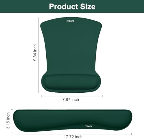 MOSISO Wrist Rest Support for Mouse Pad & Keyboard Set, Peacock Green