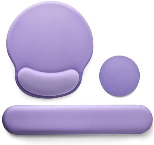 Keyboard Wrist Rest Mouse Pad with Wrist Support, Gaming Mousepad with Non-Slip Base, Ergonomic Mouse Wrist Arm Cushion Support for Home Office Laptop Computer, Easy Typing for Pain Relief, Purple