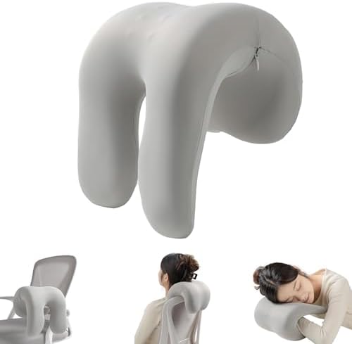 SheRest Office Chair Neck Pillow, Memory Foam Ergonomic Nap Pillow Office Chair Headrest Accessory, Neck Support Pillow Ideal for Office and Gaming, Gray