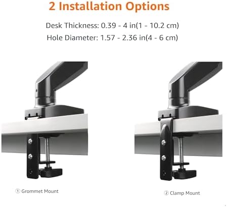 Amazon Basics Gas Spring Dual Monitor Arm Desk Mount, Adjustable Tension, Fits 15–27 Inch Monitors, Supports 4.4–15.4 lbs Each Arm, VESA 75x75/100x100, Black