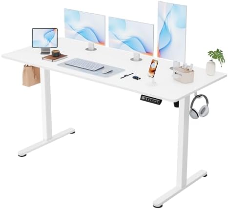 Furmax 55 Inches Electric Standing Desk, Home Office Desk with Phone Holder