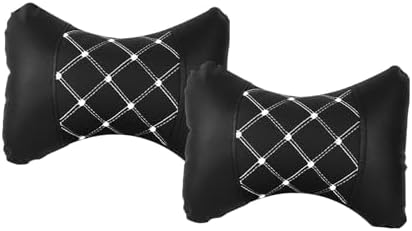 Wuyaoyao 2PCS Car Neck Pillow, Soft Breathable Headrest Pillow for Cars, Comfortable Auto Seat Neck Support Pillows, Vehicle Head Rest Cushion for Driving Fatigue Relief, Car Accessories (Black+White)