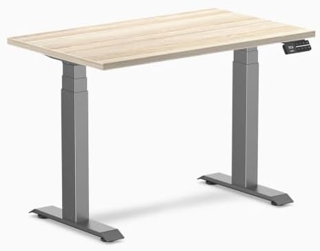Desky Dual Mini Sit Stand Desk Classic Oak 40" Space Gray