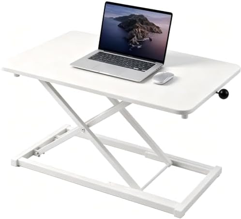 Height Adjustable Standing Desk Converter Keyboard Riser 23.6 Inch White