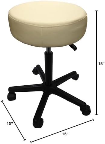 Adjustable Rolling Pneumatic Stool for Massage Tables, Examination Tables and Physician's Office Use by Therabuilt®(Creme)