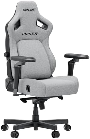 Anda Seat Kaiser 4 XL Gaming Chairs for Adults - Ergonomic Gray Fabric Gaming Chairs with 6DArmrest, Comfortable Office Seat with Lumbar Support, Heavy Duty Wide Gamer Seat