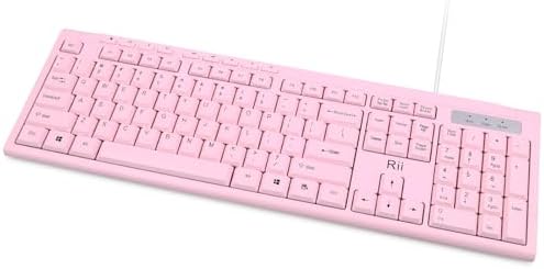 Rii RK907 Ultra-Slim Compact USB Wired Keyboard for MAC and PC-Pink