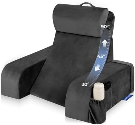 Kayfia Reading Pillow, 30-90° Stepless Adjust Angle Height, Medium, Black
