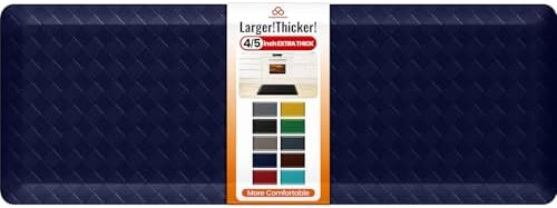4/5 Inch Extra Thick Kitchen Mats for Floor,Non Slip Anti Fatigue Kitchen Rugs,Waterproof Stain Resistant Sink Mat,Cushioned Standing and Comfort Mats for Office (17"x47" Blue)