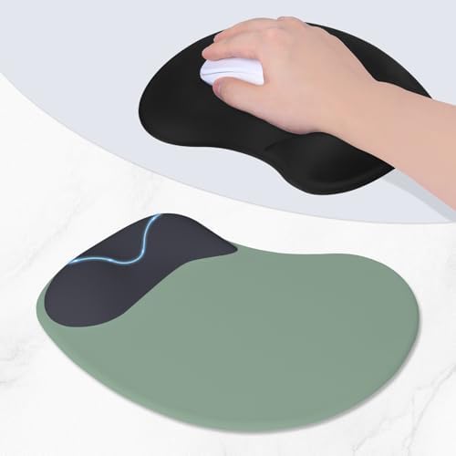 ITNRSIIET Ergonomic Mouse Pad, Cushioned Gel Wrist Rest, Non-Slip Base, Smooth Surface, Compatible with All Mice for Office & Gaming, Desk Accessory, 9.5 x 8.2 inch, Black Gray