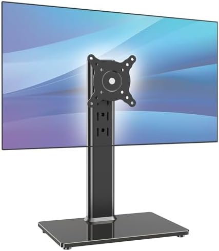 AX WABER Single Monitor Desk Stand Free-Standing Desk Mount Arm Riser for 13 inch to 32 inch Screen Freestanding VESA Mount Base, Adjustable Height, Tilt, Swivel, Rotation, Black AX05TB01