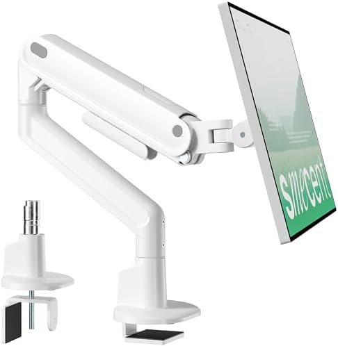 monTEK Aluminum Single Monitor Arm, 26.4 lbs, 17–40" Full Motion，White