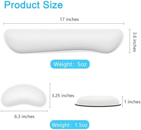 Dapesuom Keyboard Wrist Rest Set, Cute PU Leather Wrist Cushion for Computer Keyboard and Mousepad, Memory Foam Mouse Pad Rests Support with Non-Slip Base for Typing Pain Relief, Laptop, Ivory White