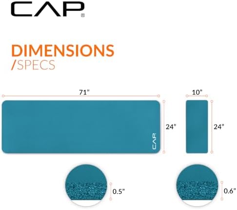 CAP Barbell 1/2-Inch High Density Exercise Yoga Mat with Strap | Multiple Options