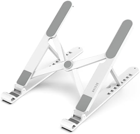 BESIGN LS01 Pro Ergonomic Laptop Stand, Plastic Laptop Riser, Portable and Adjustable Notebook Computer Holder Compatible with 10-14" Laptops (White)