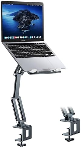 Laptop Stand Desk Mount, Aluminum Adjustable Laptop Arm with Tray