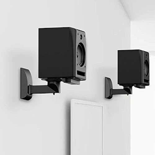 WALI Speaker Wall Mount, Surround Sound Speaker Stand with Adjustable Swivel Tilt Angle, Large Bookshelf Speaker Wall Mount for Living Room, Home Theater, Hold up to 66 Lbs, (SWM201XL), 2 Pack, Black