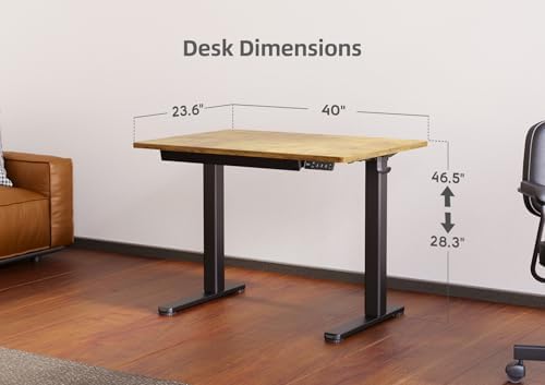 Claiks Electric Standing Desk with Drawer 40 Inch Rustic Brown