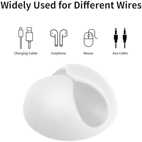Flezoo 12PCS White Adhesive Cable Clips Cord Organizer for Wire Management
