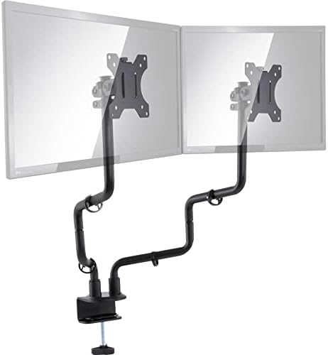 Allsop Dual Monitor Desk Mount Kit, Full Motion arms with Clamp On Mounting Base, Holds Two Computer Screens
