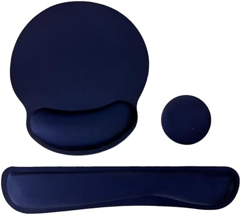 Keyboard Wrist Rest Pad Mouse Pad with Wrist Support Set of 3, Mousepad with Non-Slip Rubber Base, Ergonomic Memory Foam Mouse Wrist Cushion Support for Home Office Laptop Computer Gaming, Navy Blue