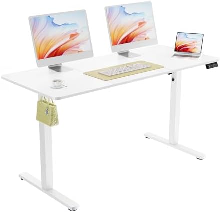 ERGOMAKER 55"x24" Standing Desk, Height Adjustable Sit-Stand Office,White