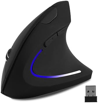 Wireless Vertical Mouse Black Wireless Ergonomic Vertical Mouse High Precision Ergo Optical 2.4G Cordless Lightweight Gaming Mice with 3 Adjustable DPI800/1200/1600 for PC/Laptop/Desktop/Mac 6 Buttons