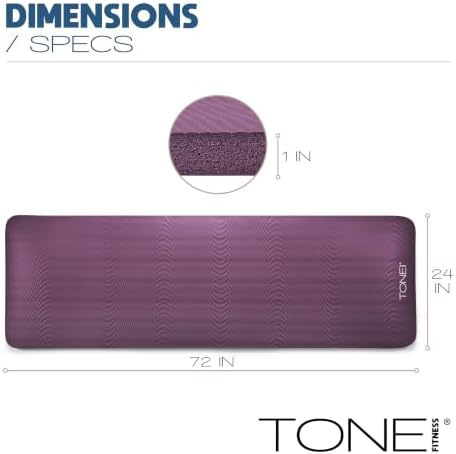Tone Fitness 1" Extra Thick Yoga Mat, Exercise & Pilates Mat with Strap