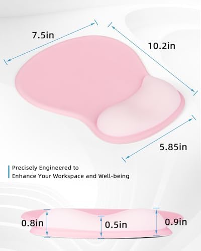 Ergonomic Mouse Pad with Wrist Rest, Mousepad with Memory Foam Support for Pain Relief, Non-Slip Base for Computer, Laptop, Office & Home, 10.2 x 7.5 in