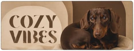 Dachshund Funny Mouse Pad Large Mouse Pad 11.8x31.5 in Brown Beige